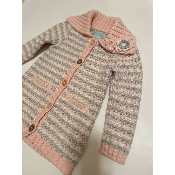 Chelsea's Corner Thick Knit Sweater/Cardigan Pink & Gray‎ Floral Accent Size 2T - Picture 7 of 11